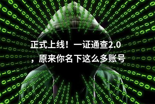 正式上线！一证通查2.0，原来你名下这么多账号