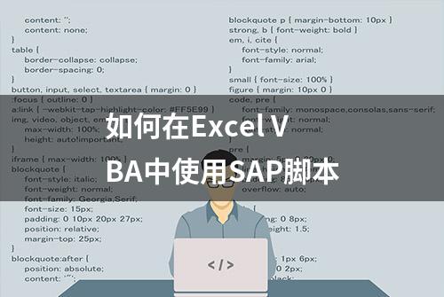 如何在Excel VBA中使用SAP脚本