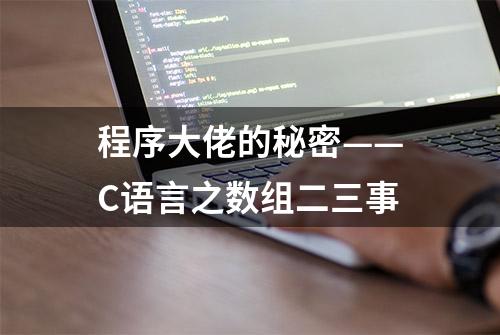 程序大佬的秘密——C语言之数组二三事