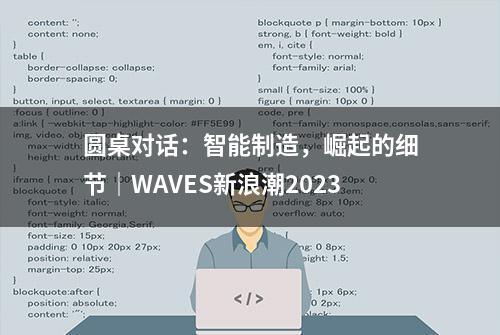 圆桌对话：智能制造，崛起的细节｜WAVES新浪潮2023