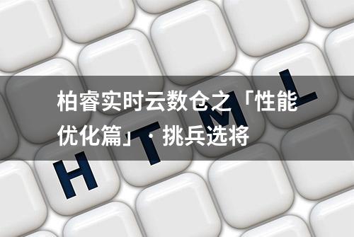 柏睿实时云数仓之「性能优化篇」· 挑兵选将