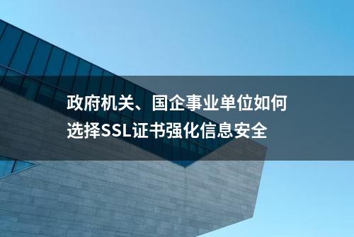 政府机关、国企事业单位如何选择SSL证书强化信息安全