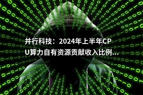 并行科技：2024年上半年CPU算力自有资源贡献收入比例约80%，GPU算力外购资源收入占比70%