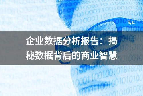 企业数据分析报告：揭秘数据背后的商业智慧