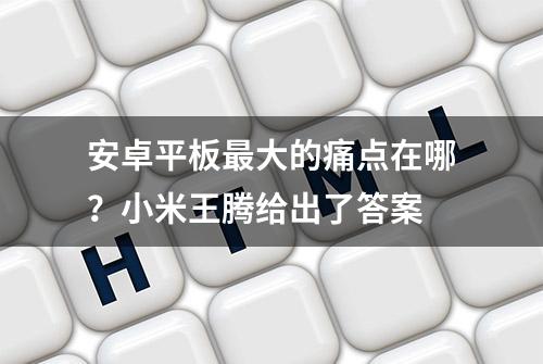 安卓平板最大的痛点在哪？小米王腾给出了答案