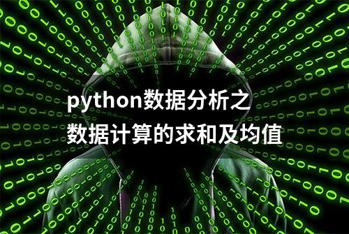 python数据分析之数据计算的求和及均值