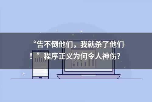 “告不倒他们，我就杀了他们！”程序正义为何令人神伤？