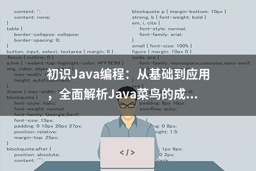 初识Java编程：从基础到应用，全面解析Java菜鸟的成长之路。