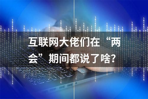 互联网大佬们在“两会”期间都说了啥？