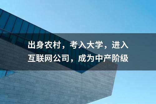 出身农村，考入大学，进入互联网公司，成为中产阶级