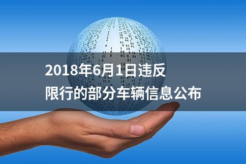 2018年6月1日违反限行的部分车辆信息公布