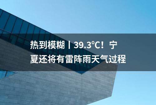 热到模糊丨39.3℃！宁夏还将有雷阵雨天气过程