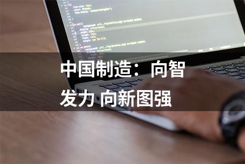 中国制造：向智发力 向新图强