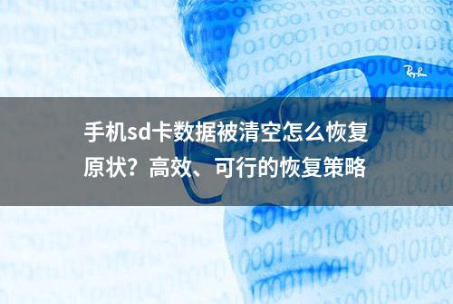 手机sd卡数据被清空怎么恢复原状？高效、可行的恢复策略