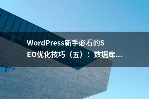 WordPress新手必看的SEO优化技巧（五）：数据库优化篇