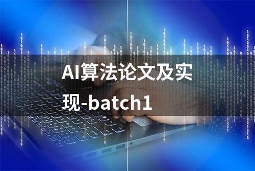 AI算法论文及实现-batch1