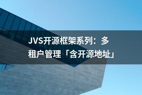 JVS开源框架系列：多租户管理「含开源地址」