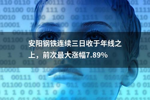 安阳钢铁连续三日收于年线之上，前次最大涨幅7.89%