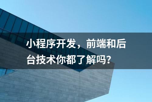 小程序开发，前端和后台技术你都了解吗？