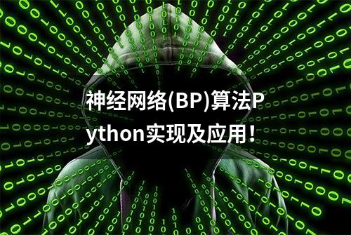 神经网络(BP)算法Python实现及应用！