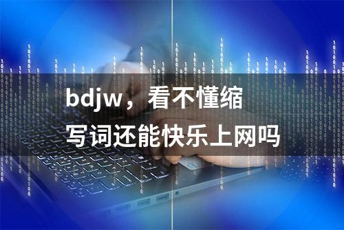 bdjw，看不懂缩写词还能快乐上网吗