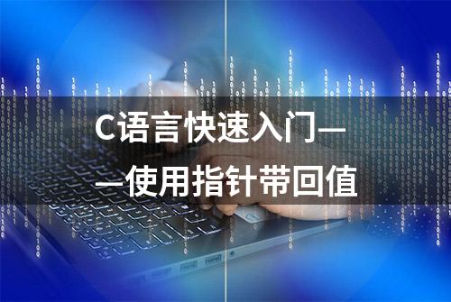 C语言快速入门——使用指针带回值