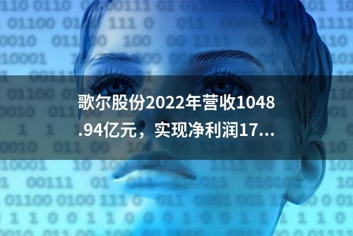 歌尔股份2022年营收1048.94亿元，实现净利润17.49亿元