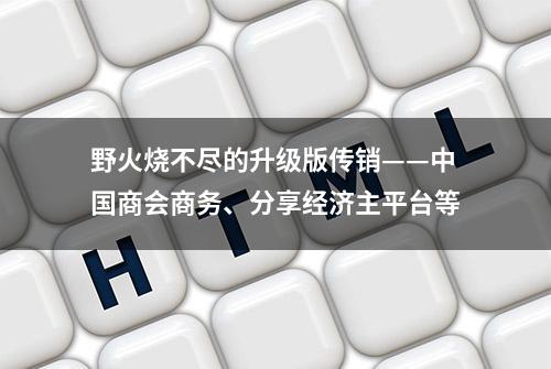 野火烧不尽的升级版传销——中国商会商务、分享经济主平台等