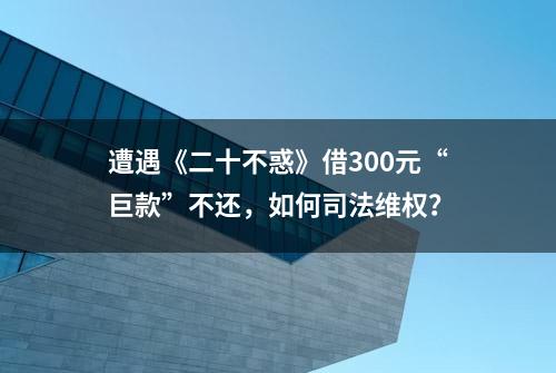 遭遇《二十不惑》借300元“巨款”不还，如何司法维权？