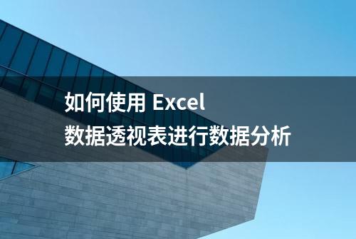 如何使用 Excel 数据透视表进行数据分析