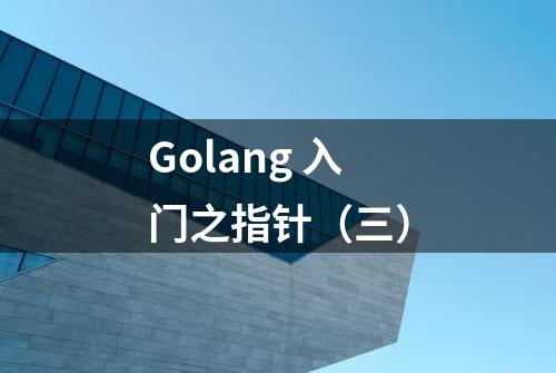 Golang 入门之指针（三）