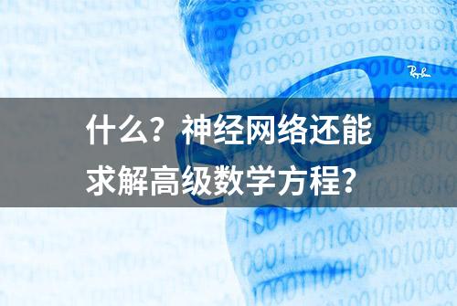 什么？神经网络还能求解高级数学方程？