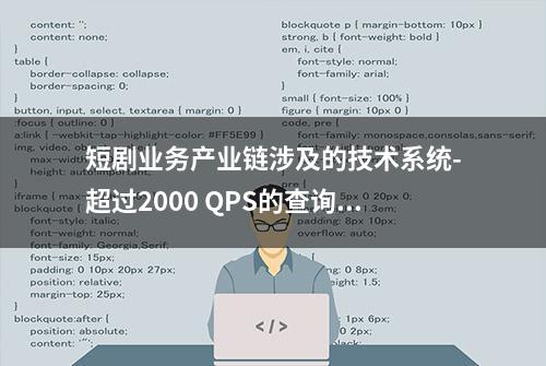 短剧业务产业链涉及的技术系统-超过2000 QPS的查询高并发