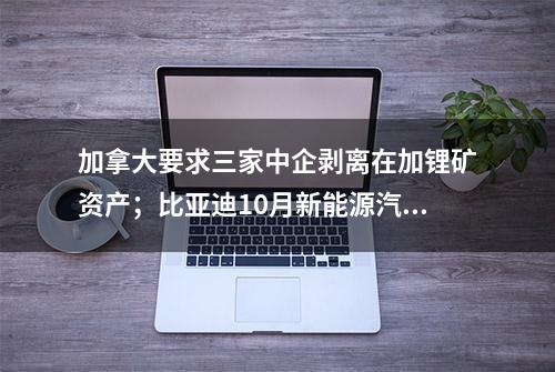 加拿大要求三家中企剥离在加锂矿资产；比亚迪10月新能源汽车销量21.78万辆，同比增长168.78% | 36氪新能源日报1103