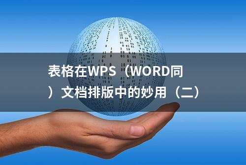 表格在WPS（WORD同）文档排版中的妙用（二）