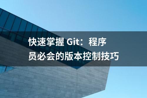 快速掌握 Git：程序员必会的版本控制技巧