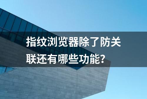 指纹浏览器除了防关联还有哪些功能？