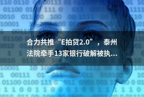 合力共推“E拍贷2.0”，泰州法院牵手13家银行破解被执行人财产“变现难”